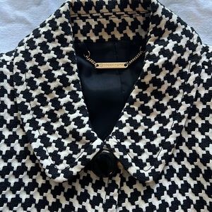 Vintage Trina Turk spring jacket black and white houndstooth, lined, size 10
